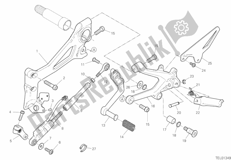 All parts for the Footrests, Left of the Ducati Streetfighter V4 Thailand 1103 2020